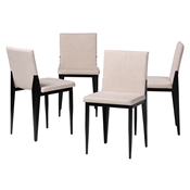Baxton Studio Bishop Industrial Beige Fabric and Metal 4-Piece Dining Chair Set